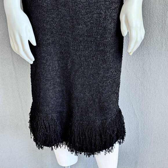 VTG 90s Black Fringe Skirt USA Minimalist Goth Grunge Womens S Avant Garde Art - Picture 7 of 14